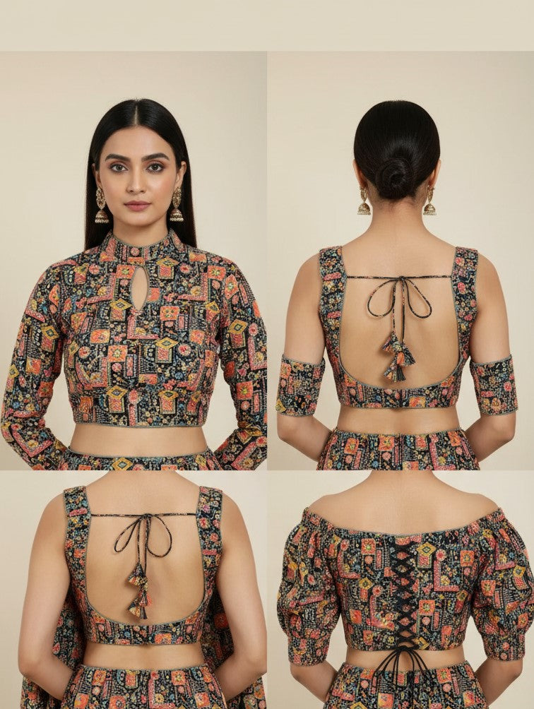 Designer Position Print Blouse Only Fabric