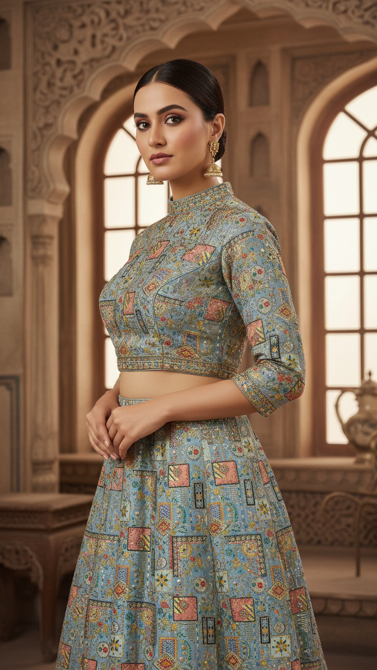 Designer Position Print Blouse Only Fabric