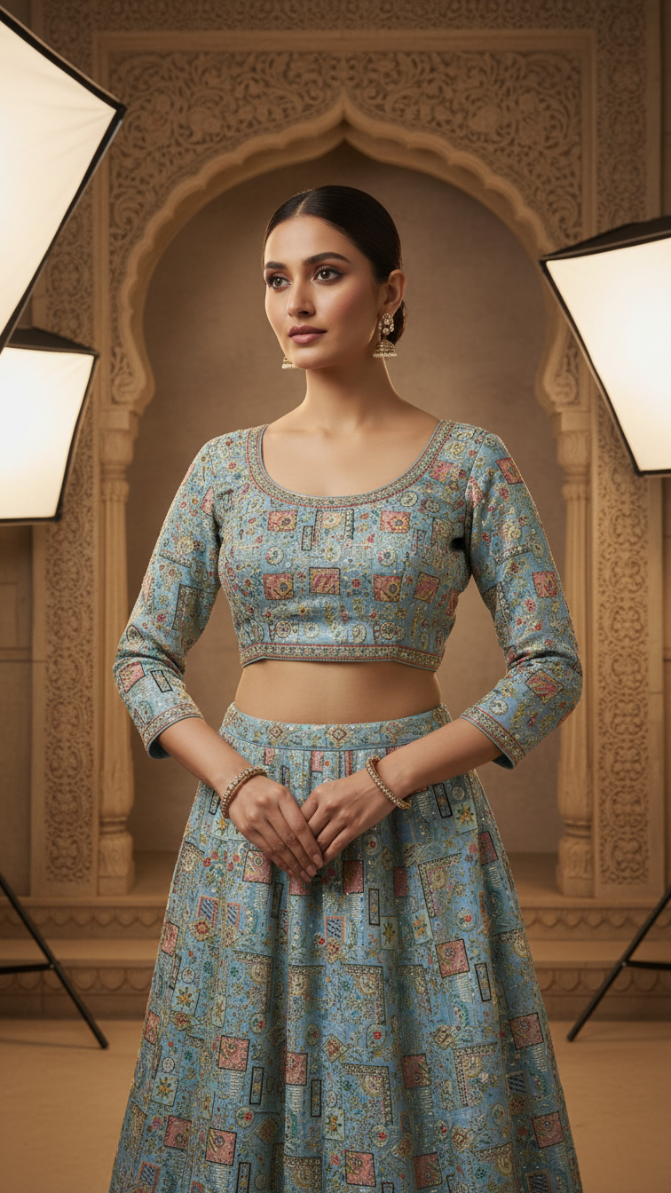 Designer Position Print Blouse Only Fabric