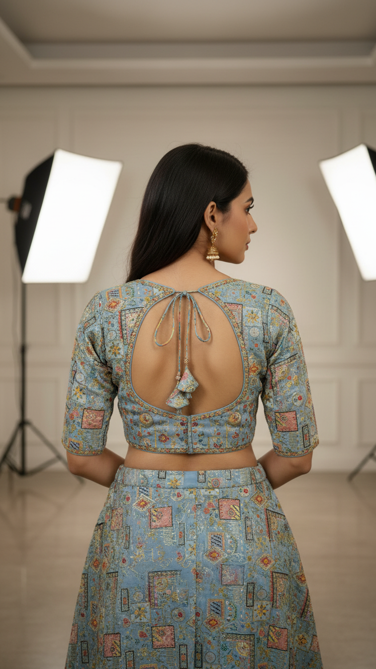 Designer Position Print Blouse Only Fabric