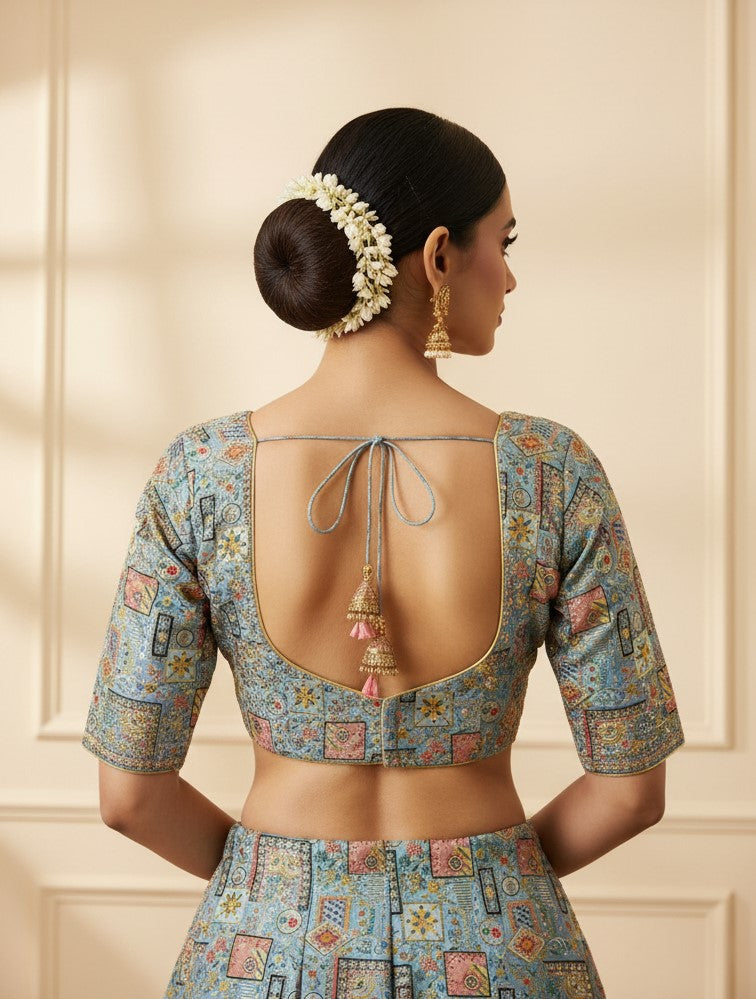 Designer Position Print Blouse Only Fabric