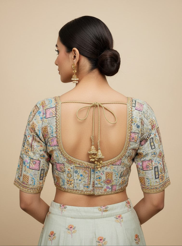 Designer Position Print Blouse Only Fabric