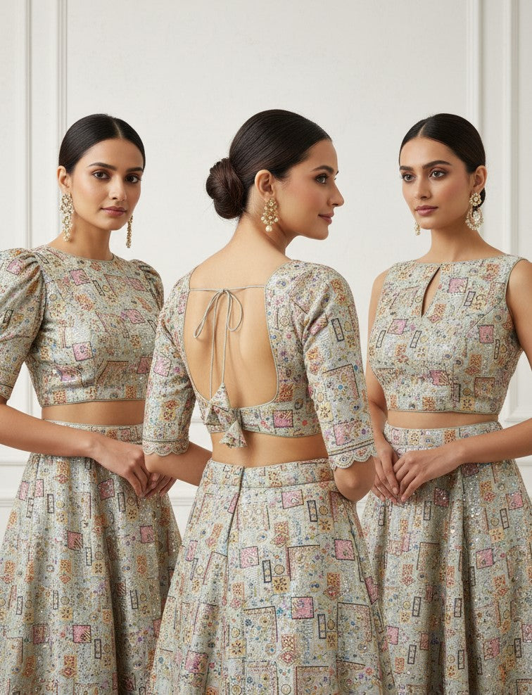 Designer Position Print Blouse Only Fabric