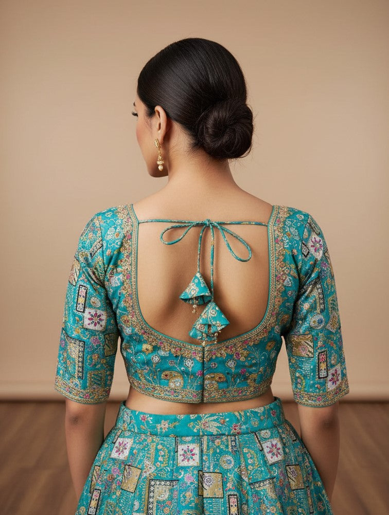 Designer Position Print Blouse Only Fabric