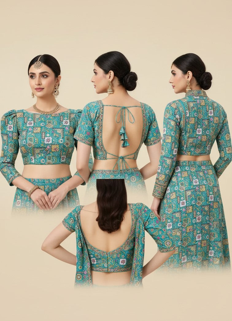 Designer Position Print Blouse Only Fabric