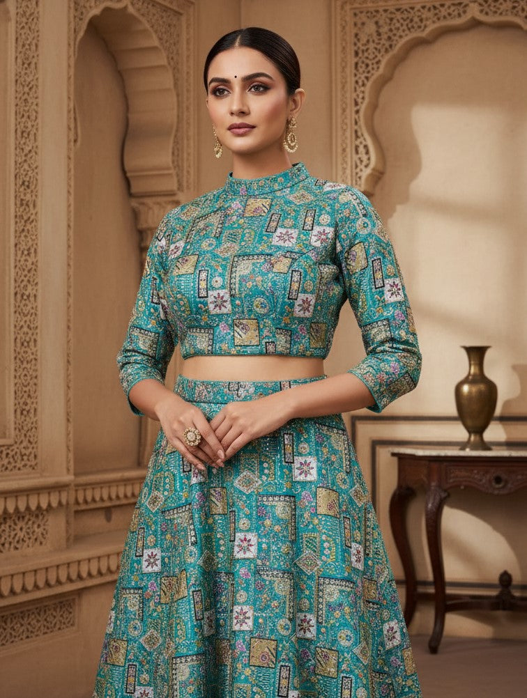 Designer Position Print Blouse Only Fabric