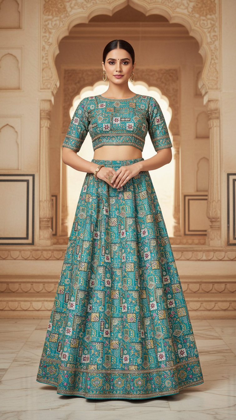 Designer Position Print Blouse Only Fabric