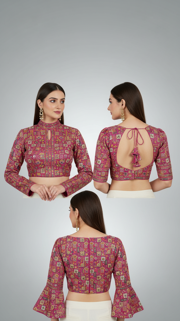 Designer Position Print Blouse Only Fabric