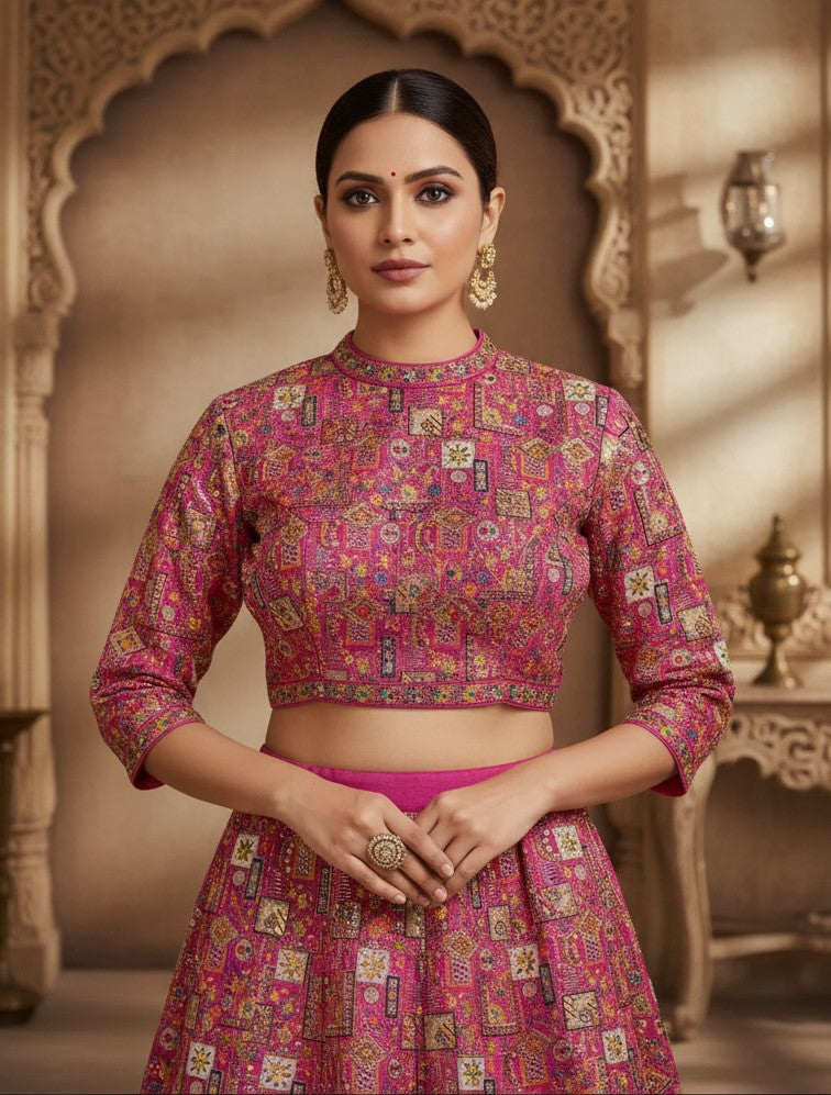 Designer Position Print Blouse Only Fabric