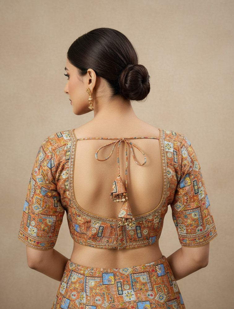 Designer Position Print Blouse Only Fabric