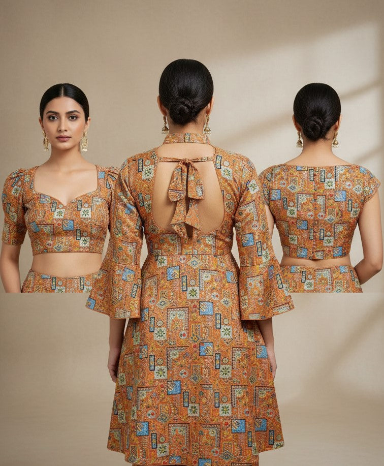 Designer Position Print Blouse Only Fabric