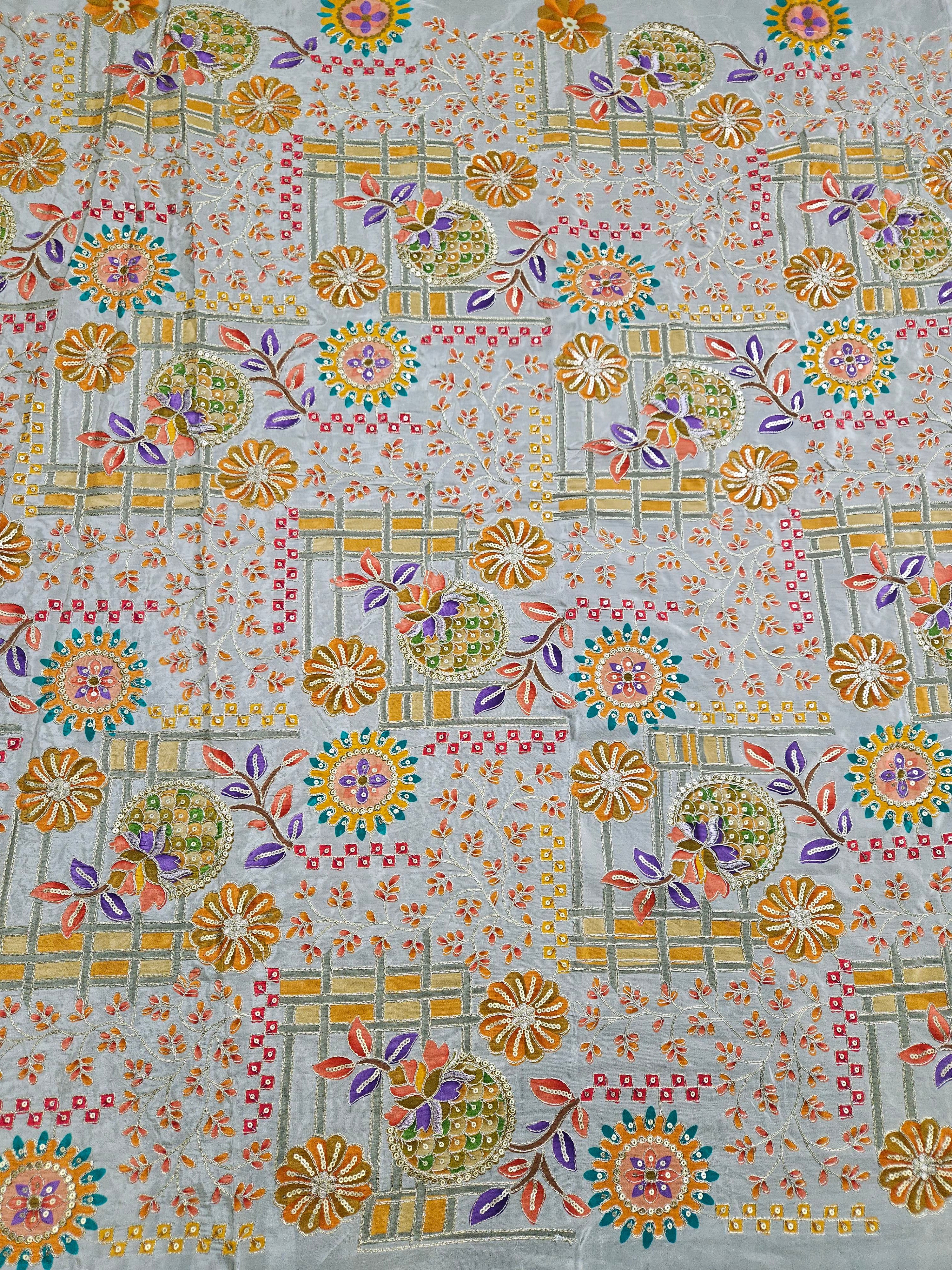 Embroidery Elegant Highlight Crepe Fabric